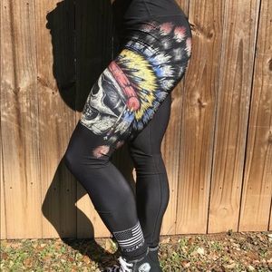 Rogue American Warrior Spirit Skull Leggings